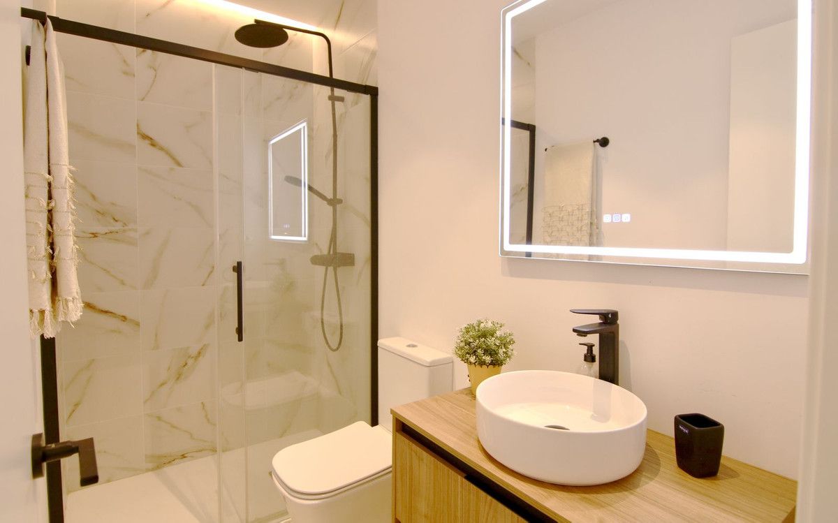 Bany de Planta baixa en venda en Mijas amb Aire condicionat, Calefacció i Moblat