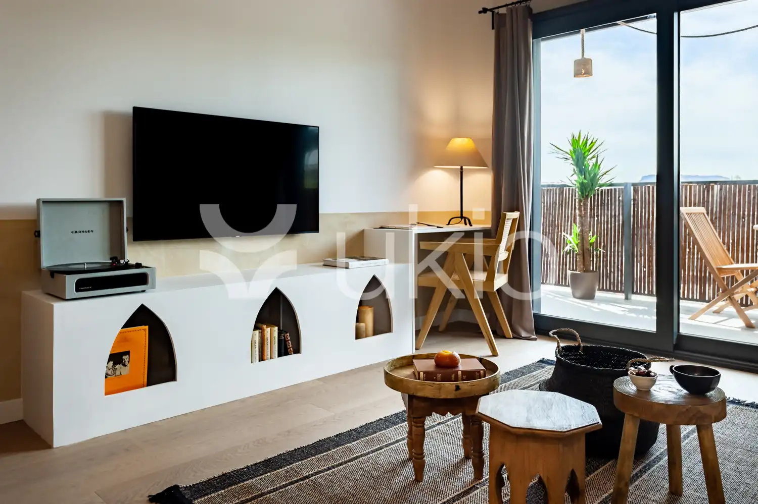 Wohnzimmer von Wohnungen zur Miete in Barcelona mit Klimaanlage, Terrasse und Möbliert