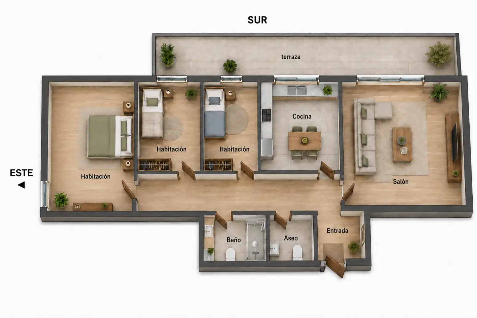 Piso en venta en Los Corrales de Buelna  con Calefacción, Jardín privado y Parquet