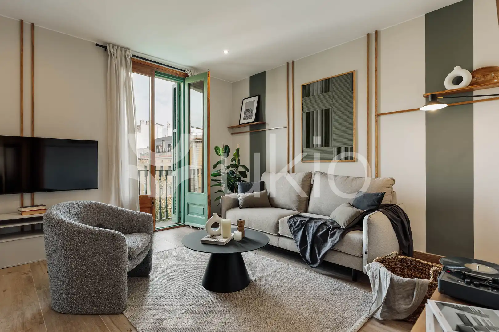 Sala de estar de Apartamento de alquiler en Barcelona con Aire acondicionado, Calefacción y Amueblado