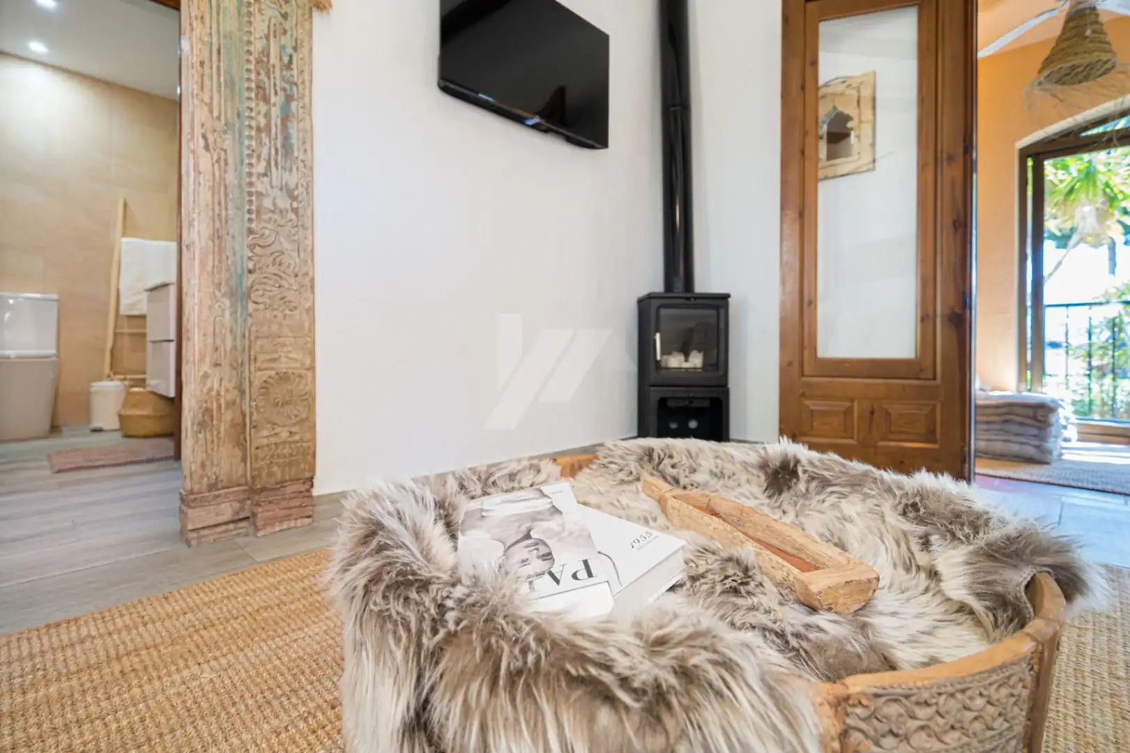 Sala d'estar de Apartament en venda en Moraira amb Aire condicionat, Calefacció i Jardí privat