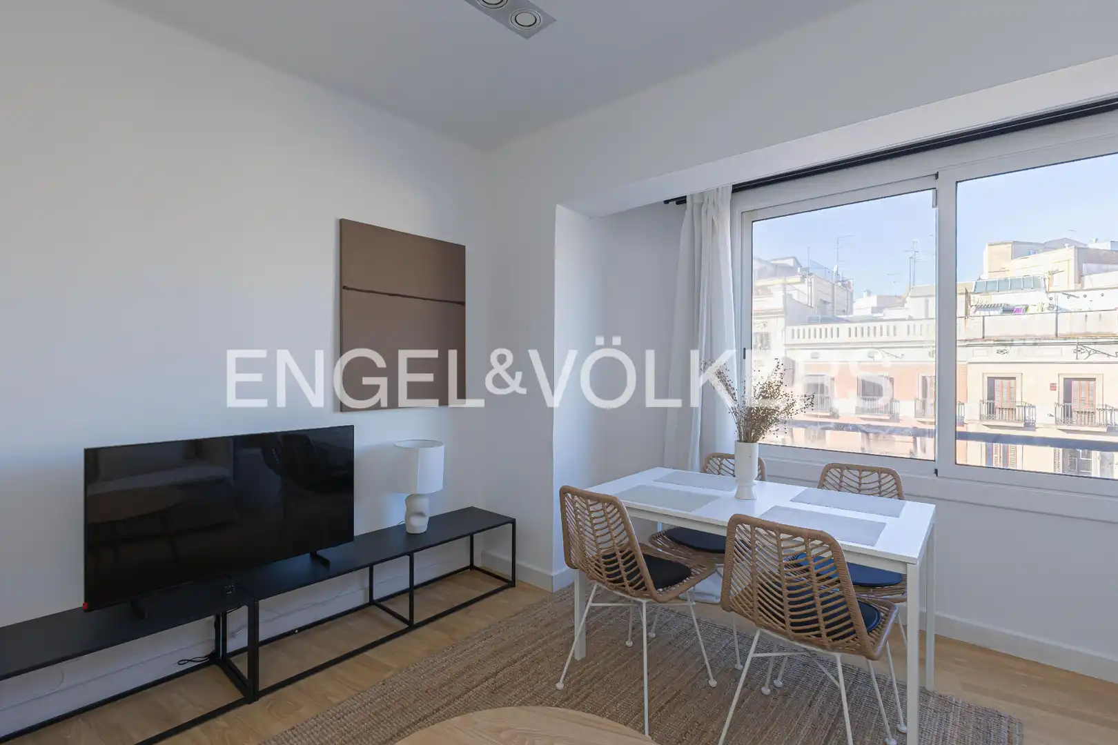 Sala d'estar de Estudi de lloguer en Barcelona amb Calefacció i Moblat