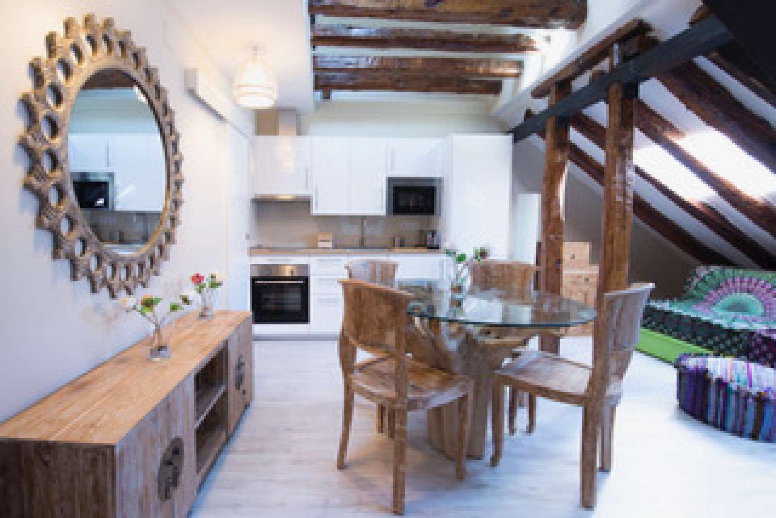 Kitchen of Study to share in  Madrid Capital  with Air Conditioner and Terrace