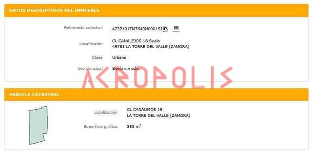 Terreno residencial en Venta en Calle Canalejos en La Torre del Valle