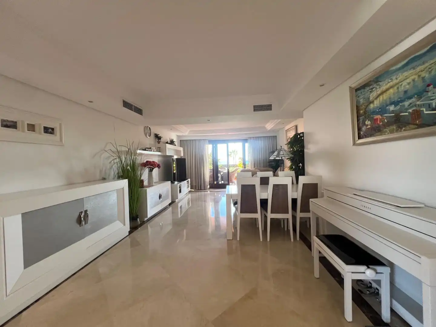 Dining room of Flat for sale in Estepona  with Air Conditioner, Private garden and Terrace