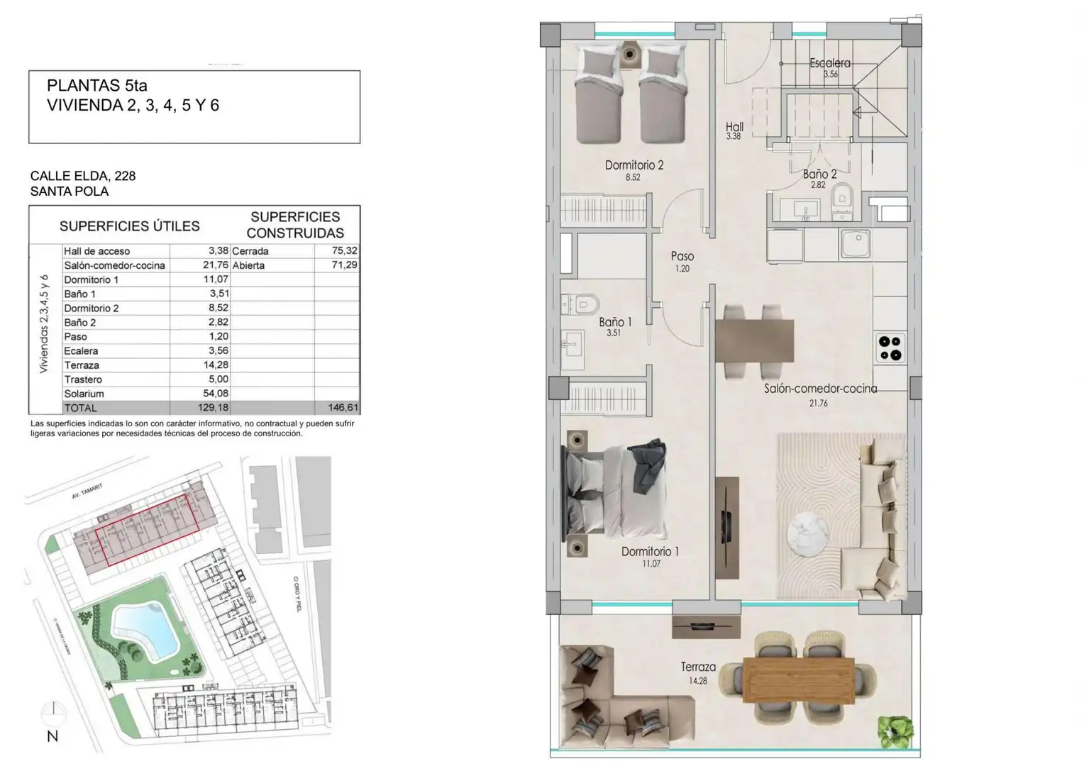 Dachboden zum Verkauf in Santa Pola mit Privatgarten, Terrasse und Abstellraum