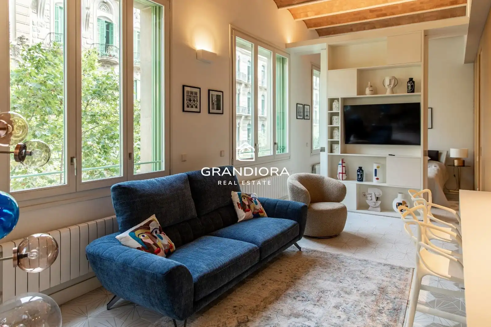 Sala d'estar de Pis de lloguer en Barcelona amb Aire condicionat