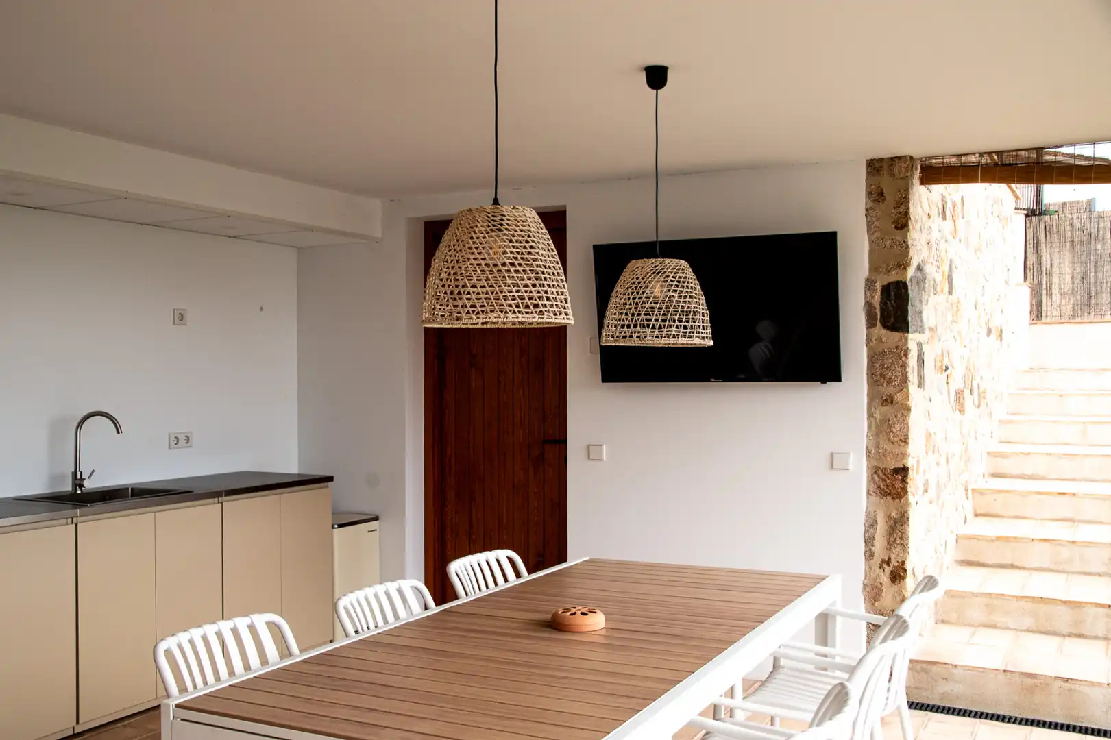 Esszimmer von Country house zur Miete in Santa Cristina d'Aro mit Klimaanlage, Heizung und Privatgarten