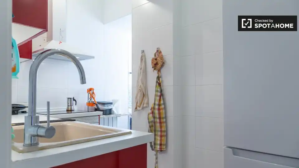 Cuina de Apartament per a compartir en Barcelona amb Aire condicionat, Calefacció i Terrassa