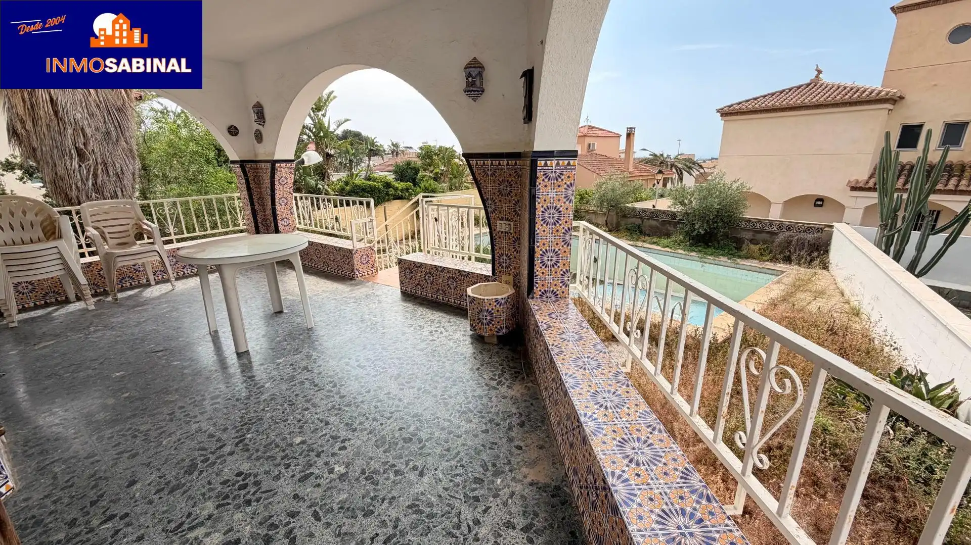 Terraza de Casa o chalet en venta en Roquetas de Mar con Aire acondicionado, Jardín privado y Piscina
