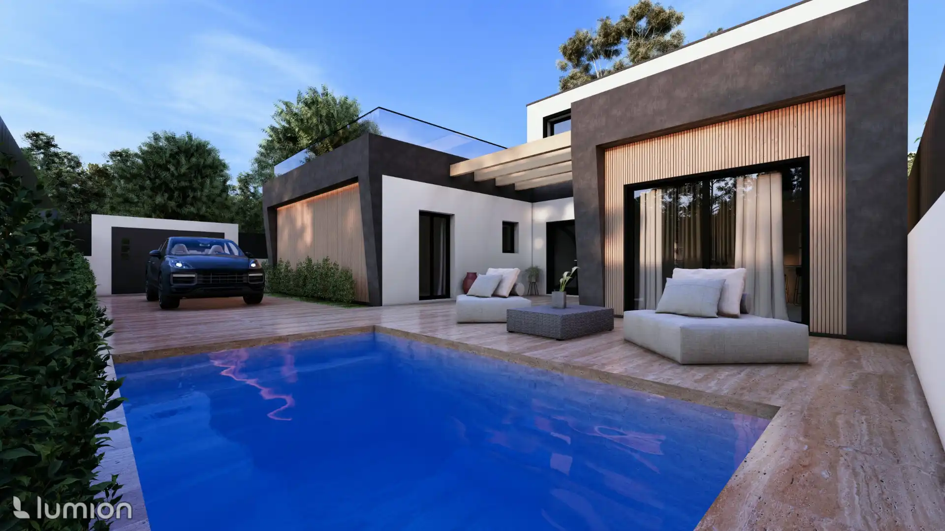 Schwimmbecken von Einfamilien-Reihenhaus zum Verkauf in Murcia mit Privatgarten, Terrasse und Schwimmbad