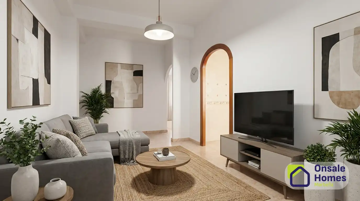 Sala d'estar de Casa adosada en venda en Marbella amb Jardí privat i Balcó