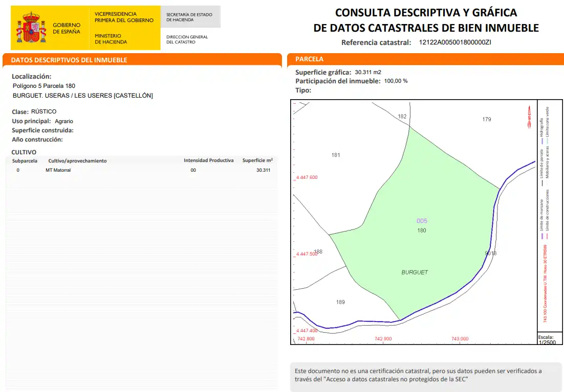 Terreno rústico en venta en Partida el Molinar