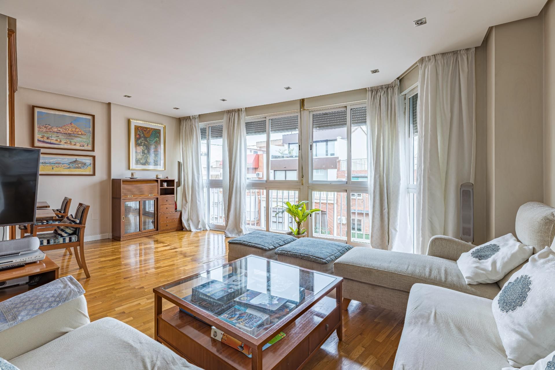 Living room of Flat for sale in  Murcia Capital  with Air Conditioner, Private garden and Storage room