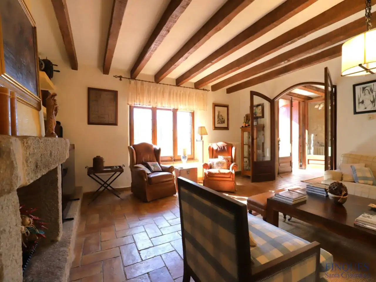 Sala d'estar de Finca rústica en venda en Santa Cristina d'Aro amb Aire condicionat, Calefacció i Jardí privat