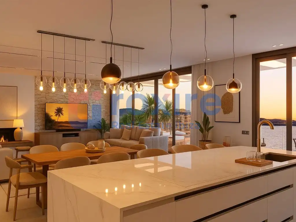 Wohnzimmer von Erdgeschoss zum Verkauf in Sant Antoni de Portmany mit Klimaanlage, Privatgarten und Terrasse
