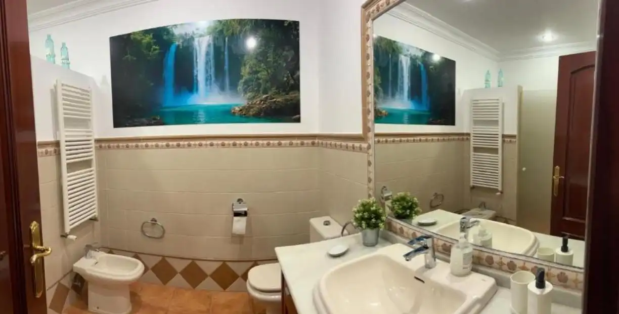Bany de Casa o xalet en venda en Salteras amb Aire condicionat, Jardí privat i Piscina