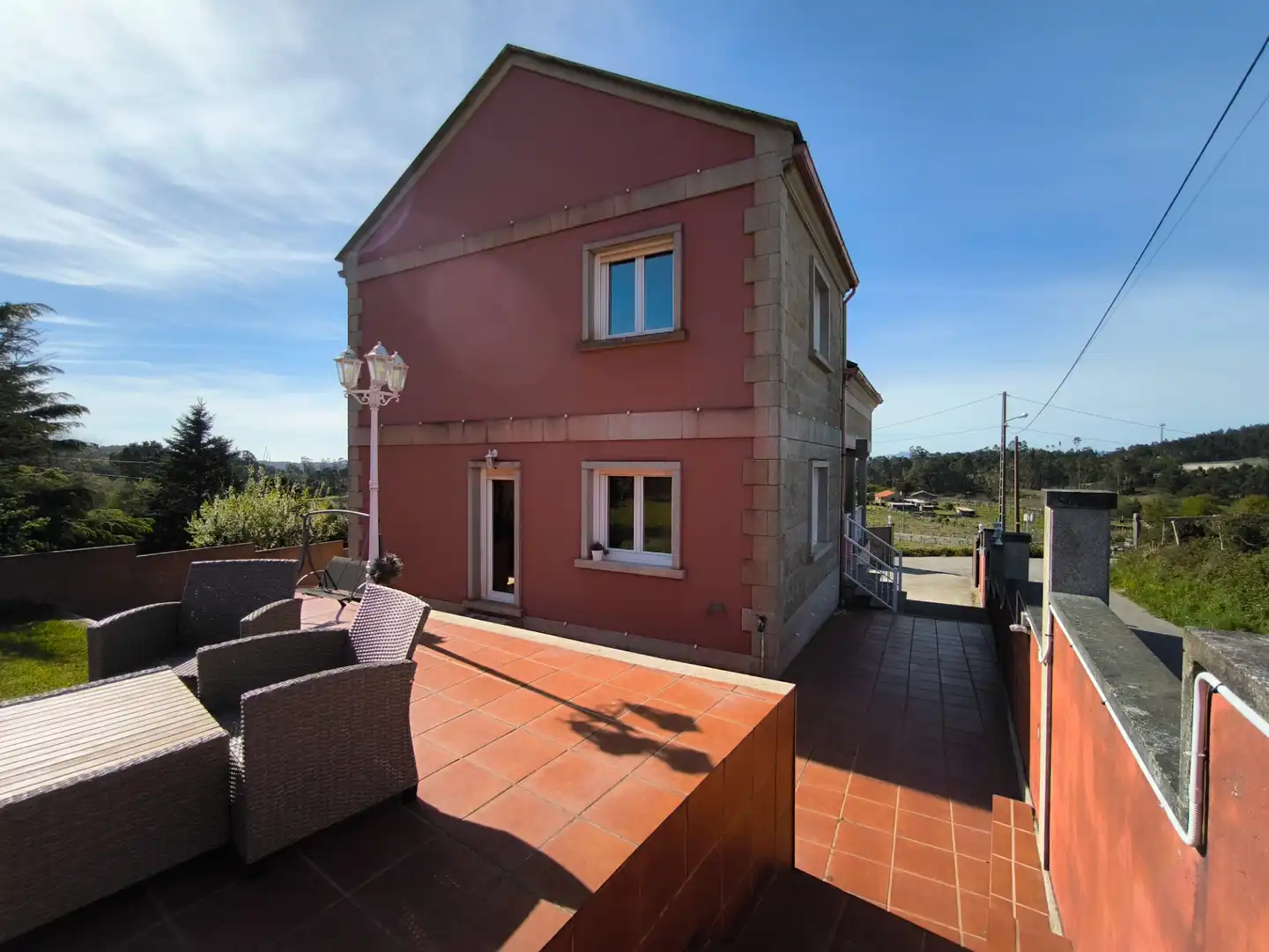 Vista exterior de Casa o chalet en venta en Meis con Calefacción, Jardín privado y Parquet
