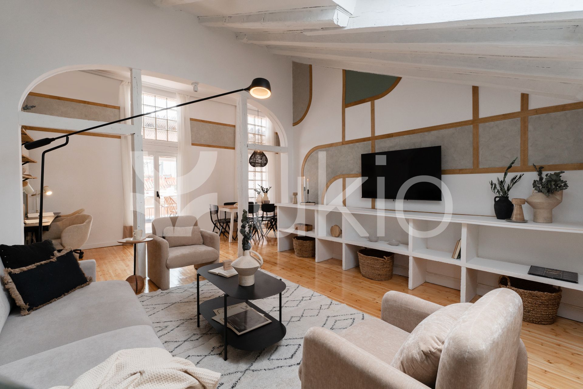 Sala de estar de Apartamento de alquiler en  Madrid Capital con Aire acondicionado, Calefacción y Terraza