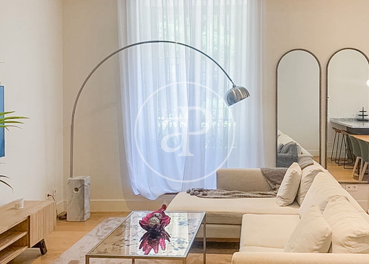 Living room of Flat to rent in  Madrid Capital  with Air Conditioner, Heating and Private garden