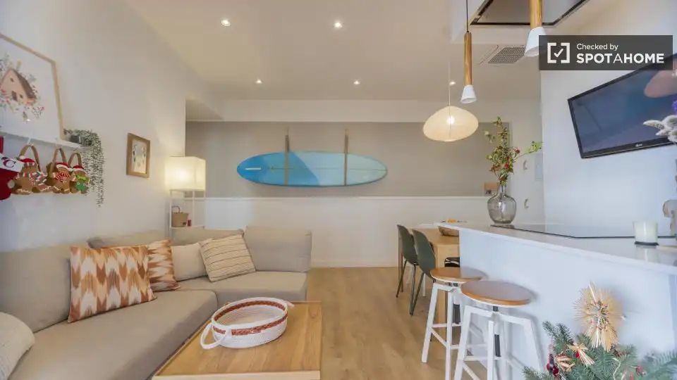 Living room of Flat for rent in Valencia  with Air Conditioner, Heating and Furnished