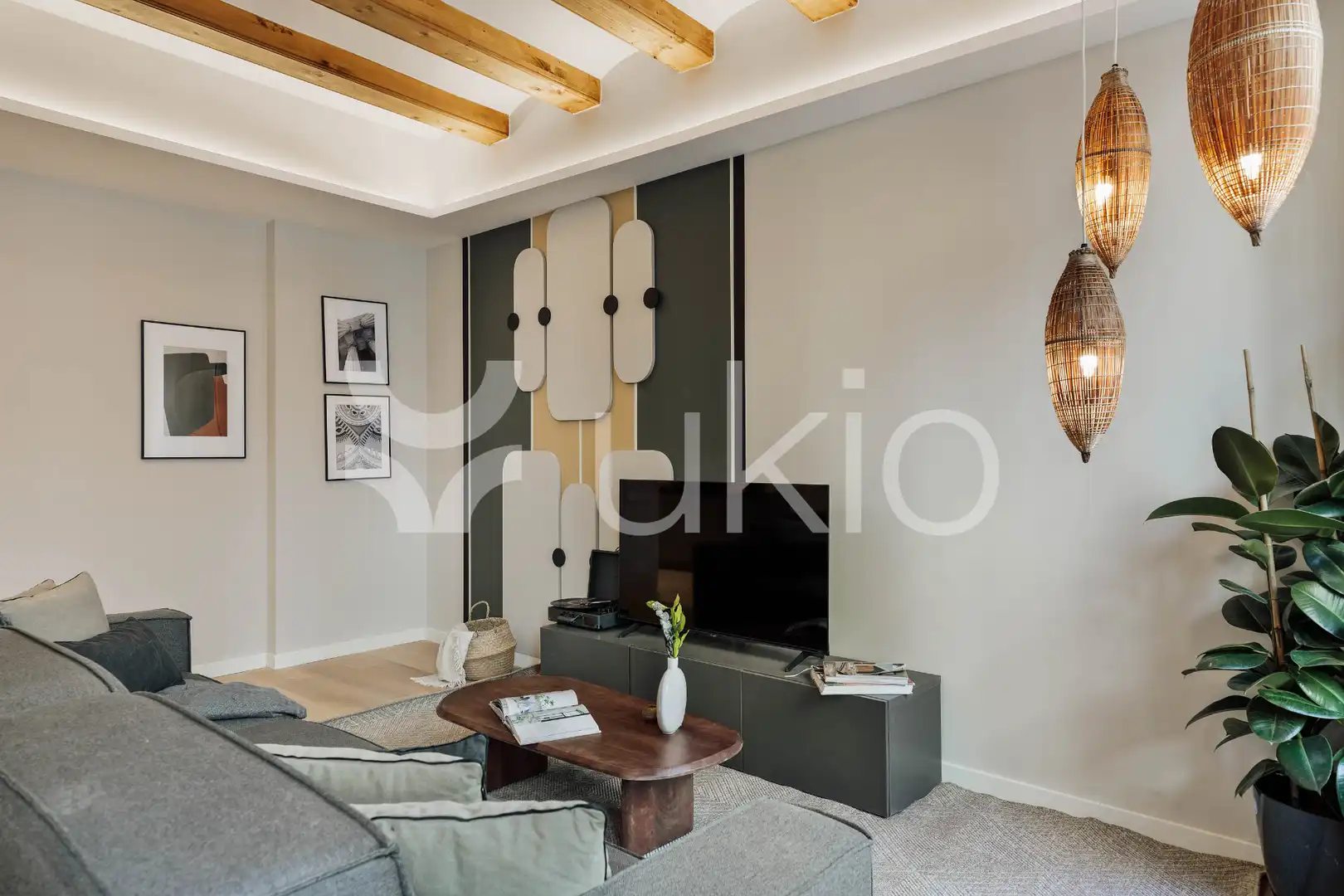Sala de estar de Apartamento de alquiler en Barcelona con Aire acondicionado, Calefacción y Amueblado