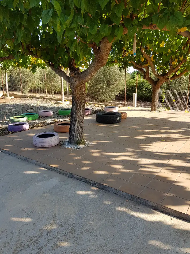 Terraza de Finca rústica en venta en Santa Oliva con Calefacción, Jardín privado y Piscina