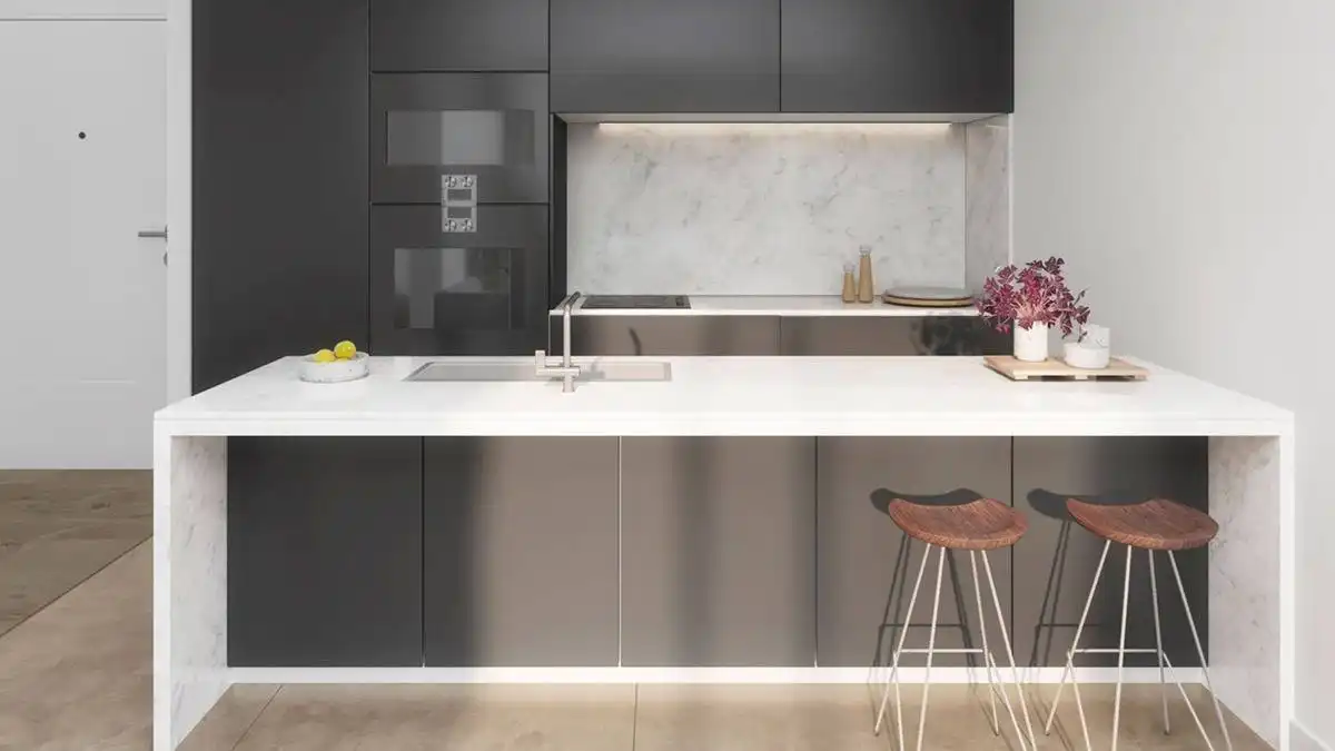 Cocina de Apartamento en venta en Fuengirola con Aire acondicionado, Calefacción y Jardín privado