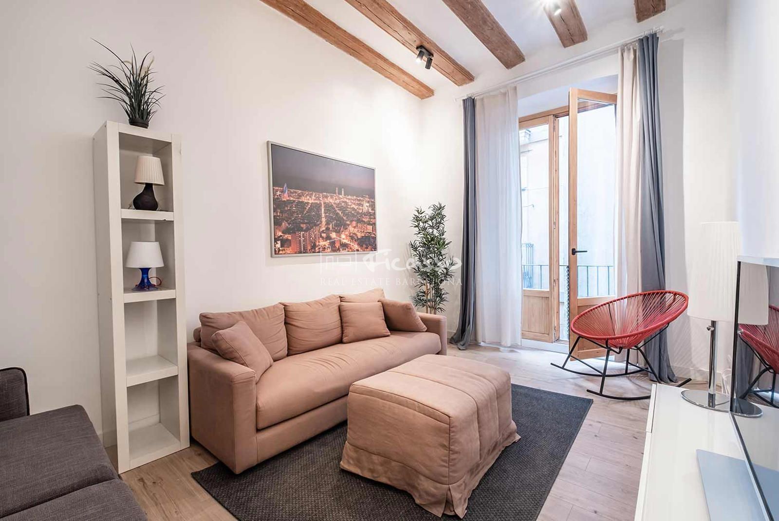 Sala de estar de Piso de alquiler en  Barcelona Capital con Aire acondicionado, Calefacción y Parquet