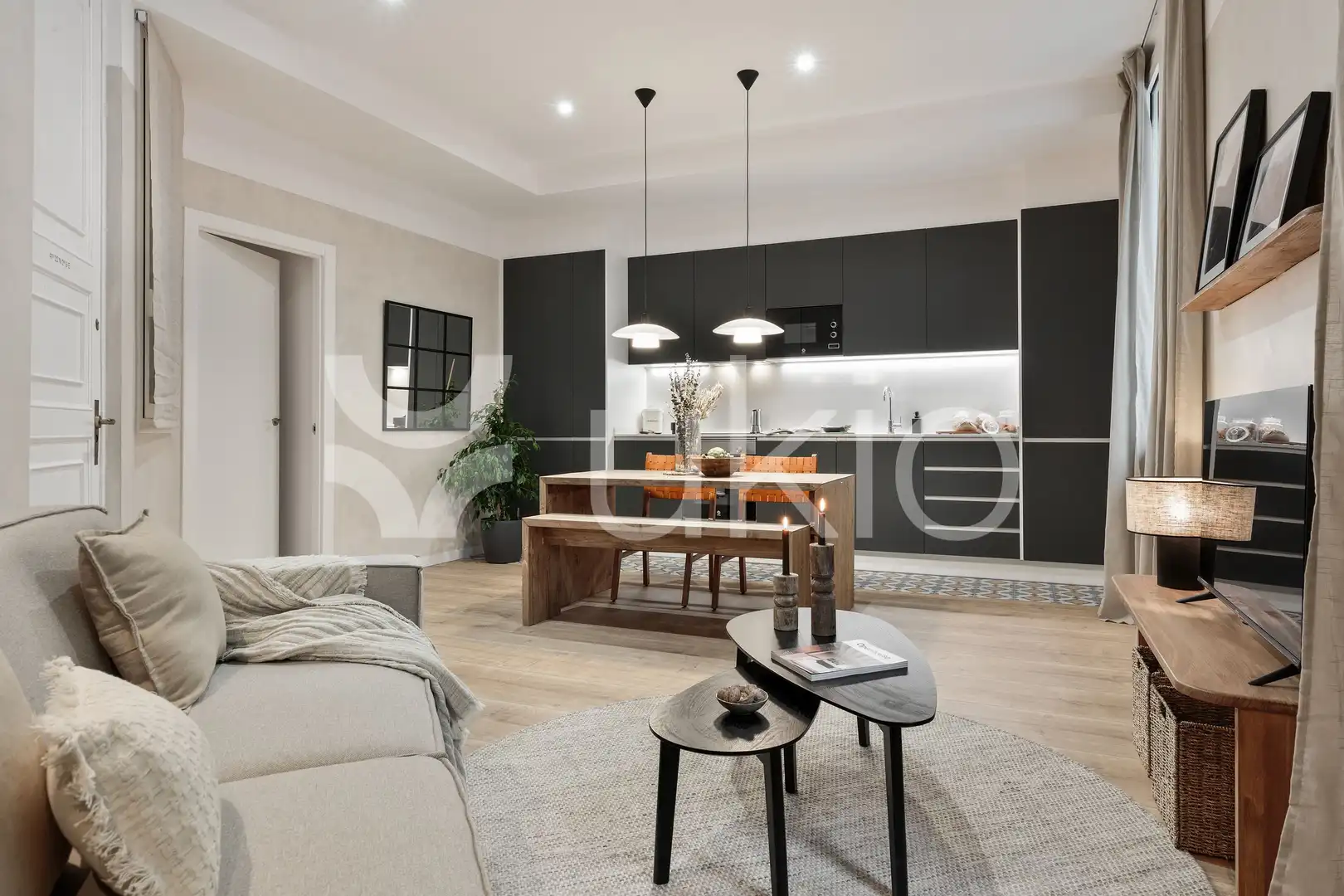 Sala de estar de Apartamento de alquiler en Barcelona con Aire acondicionado, Calefacción y Amueblado