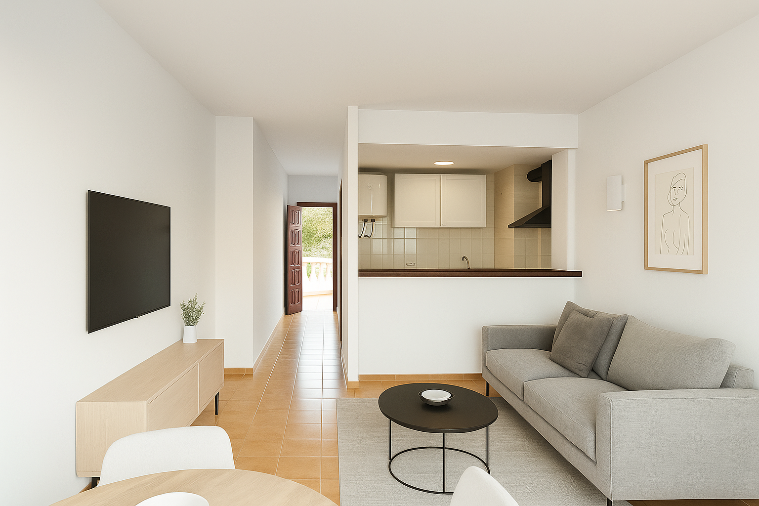 Sala de estar de Apartamento en venta en Empuriabrava con Terraza y Piscina comunitaria