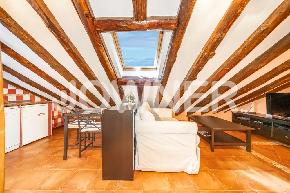 Sala de estar de Estudio de alquiler en Madrid con Aire acondicionado, Amueblado y Lavadora
