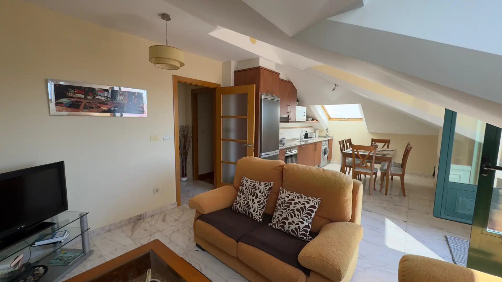 Living room of Attic for sale in Ares  with Parquet flooring, Terrace and Furnished
