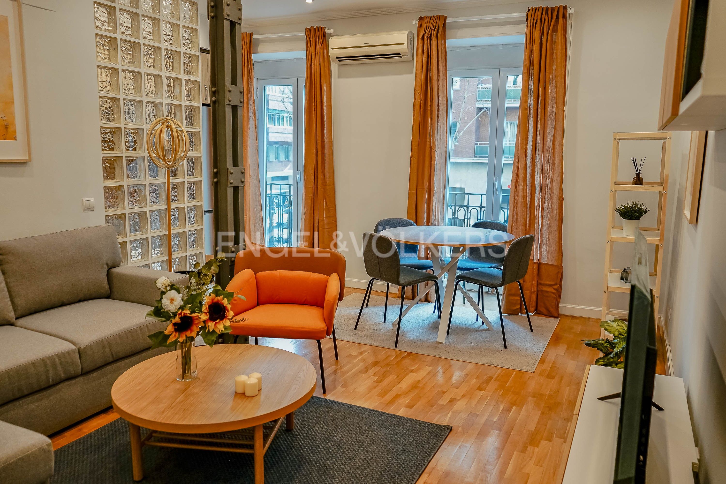 Sala d'estar de Pis de lloguer en  Madrid Capital amb Aire condicionat, Calefacció i Moblat