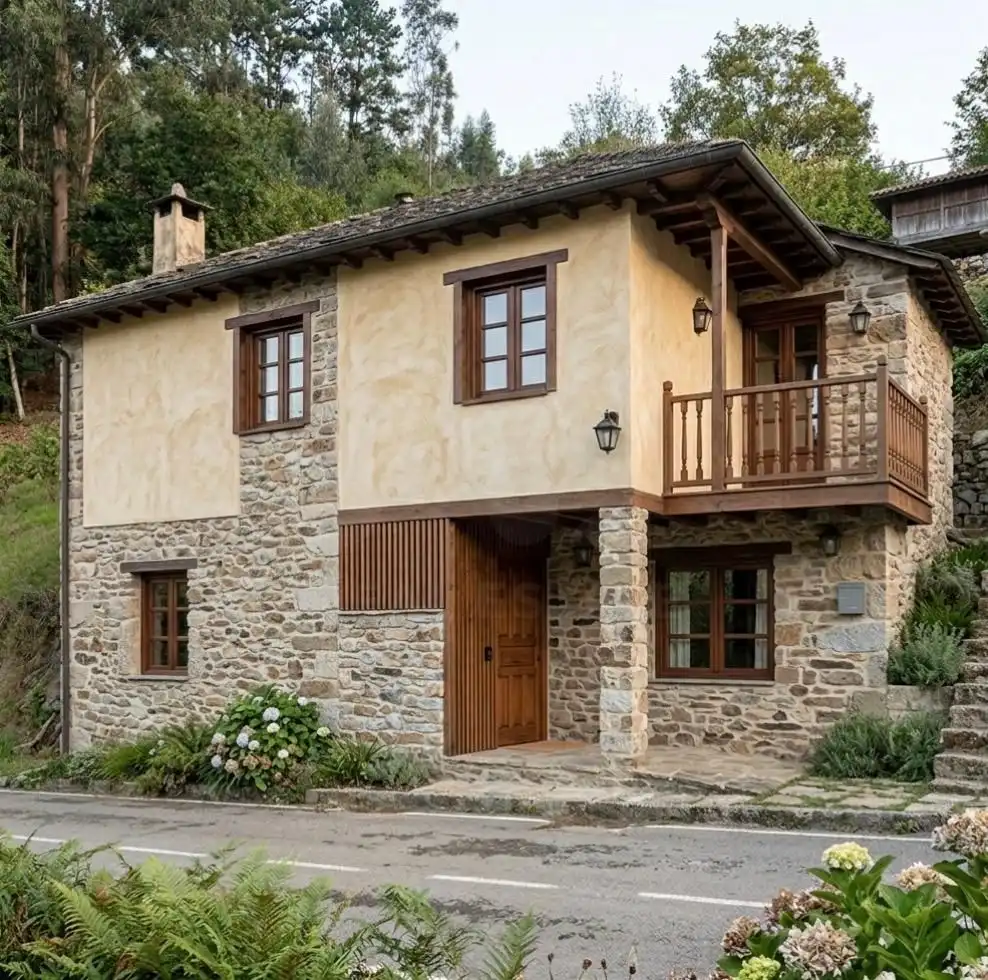 Außenansicht von Country house zum Verkauf in Candamo mit Heizung und Terrasse