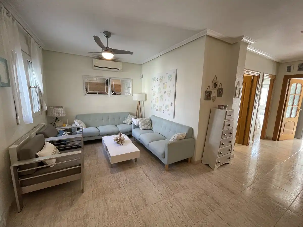 Sala d'estar de Casa o xalet en venda en Pilar de la Horadada amb Aire condicionat, Jardí privat i Terrassa
