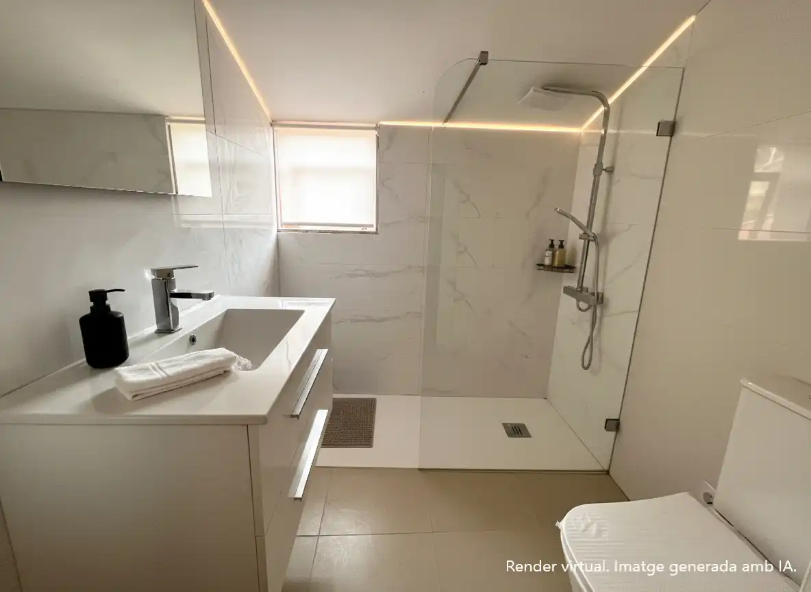 Badezimmer von Wohnung zum Verkauf in Salt mit Klimaanlage, Heizung und Parkett