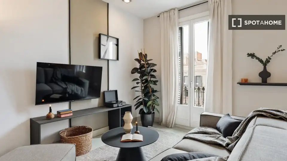 Sala de estar de Piso de alquiler en Barcelona con Aire acondicionado, Calefacción y Amueblado