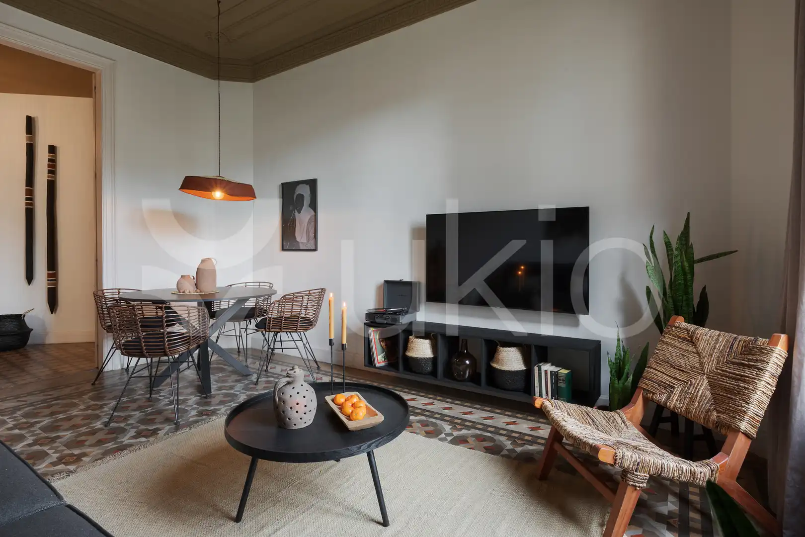 Sala de estar de Apartamento de alquiler en Barcelona con Aire acondicionado, Calefacción y Amueblado