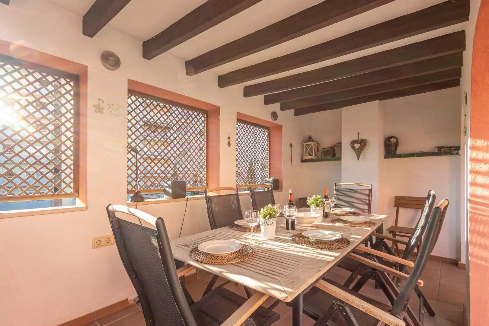Dining room of Attic for sale in Figueres  with Heating, Terrace and Furnished