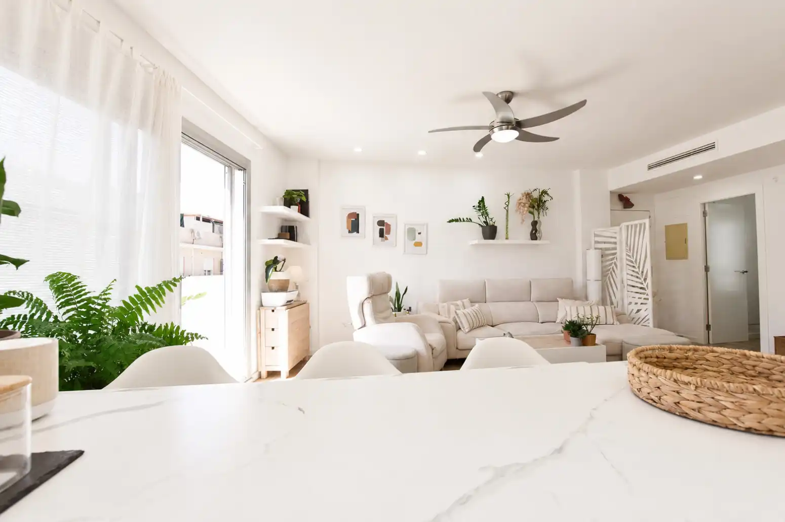 Living room of Flat for sale in Rafelbuñol / Rafelbunyol  with Heating, Furnished and Balcony