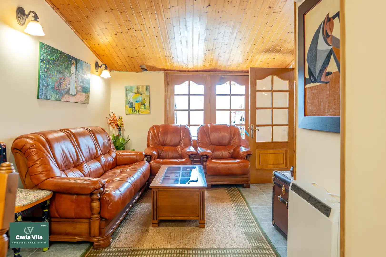 Living room of Flat for sale in Lugo  with Heating, Parquet flooring and Furnished