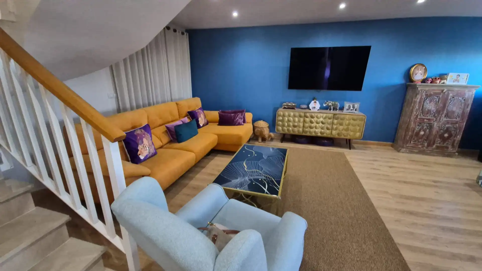 Sala d'estar de Casa adosada en venda en Murcia amb Aire condicionat, Jardí privat i Terrassa