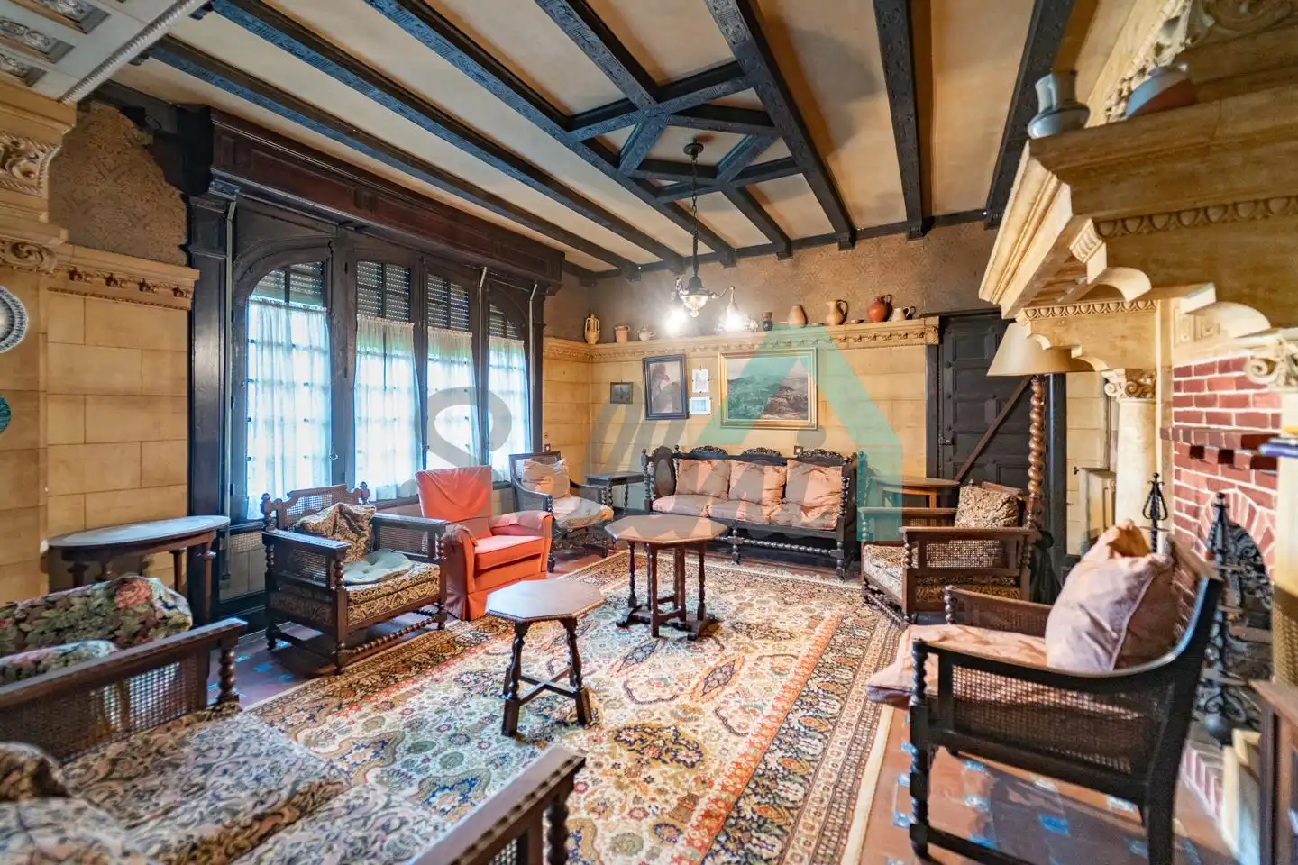 Sala d'estar de Casa o xalet en venda en Piloña amb Jardí privat, Parquet i Terrassa
