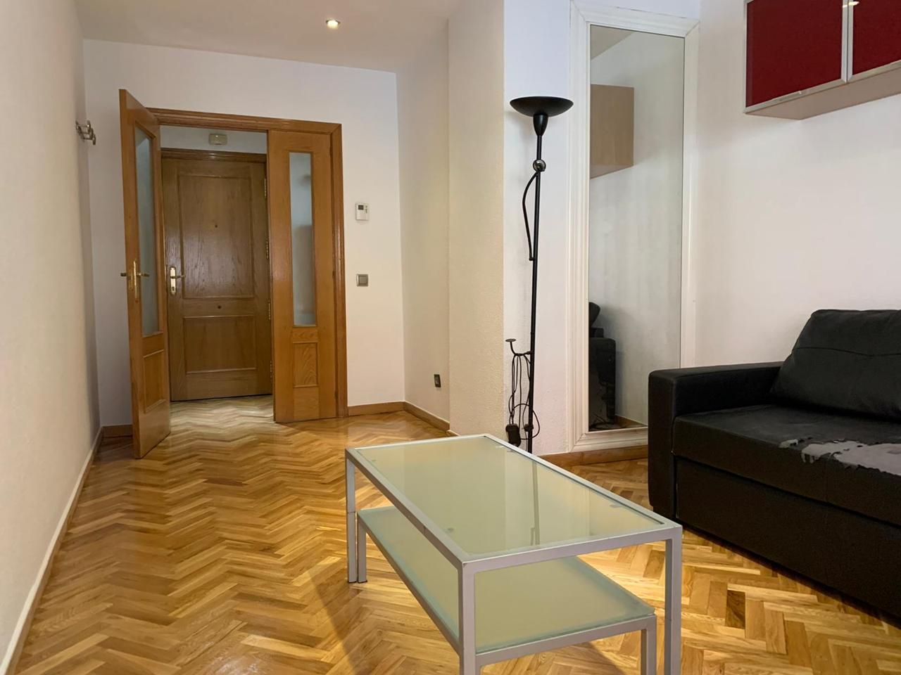 Living room of Planta baja for sale in  Madrid Capital  with Air Conditioner, Parquet flooring and Terrace