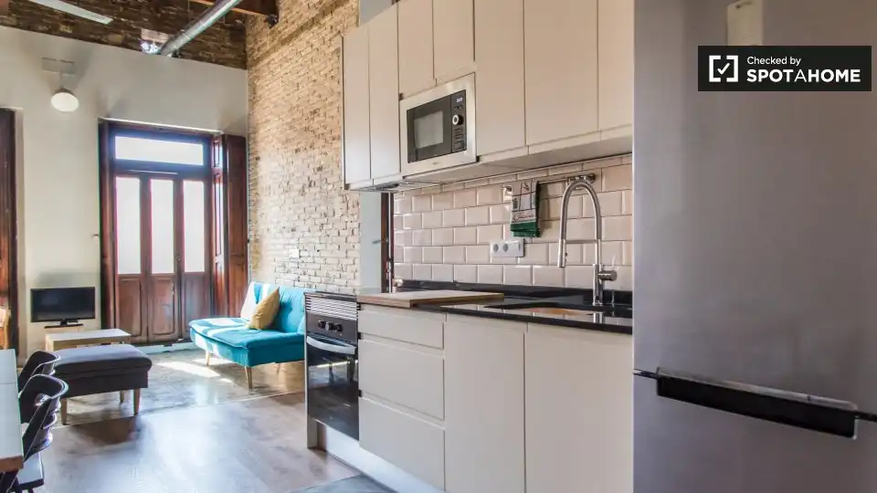 Kitchen of Flat for rent in Valencia  with Air Conditioner, Heating and Furnished