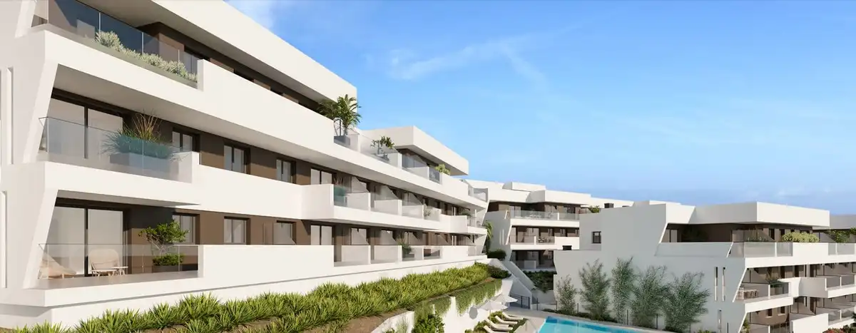 Außenansicht von Wohnungen zum Verkauf in Estepona mit Klimaanlage, Terrasse und Abstellraum