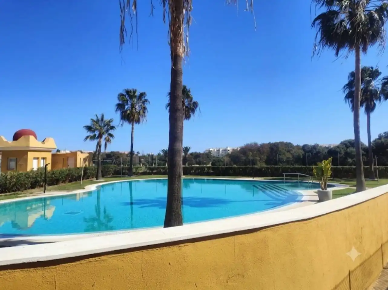 Schwimmbecken von Wohnungen zum Verkauf in Roquetas de Mar mit Klimaanlage und Terrasse