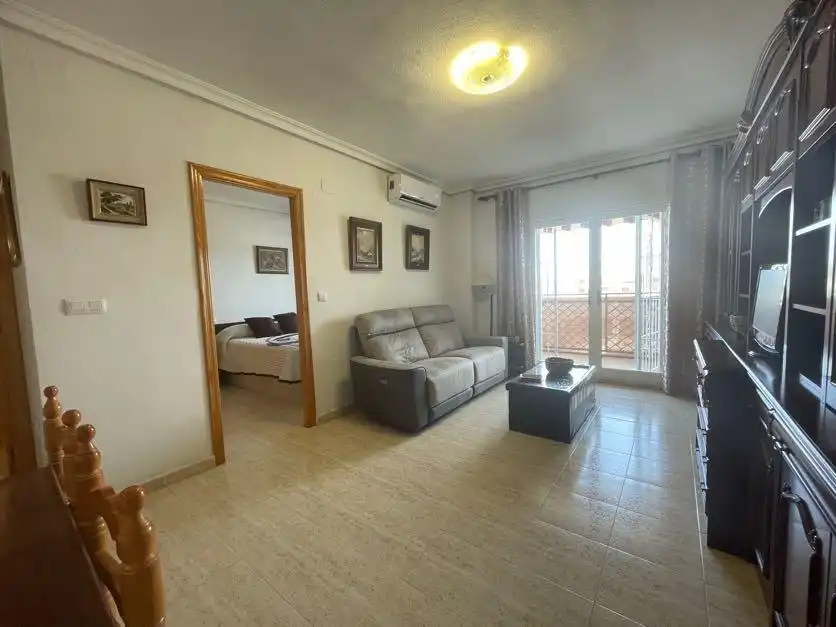 Sala d'estar de Apartament en venda en Torrevieja amb Aire condicionat, Terrassa i Moblat