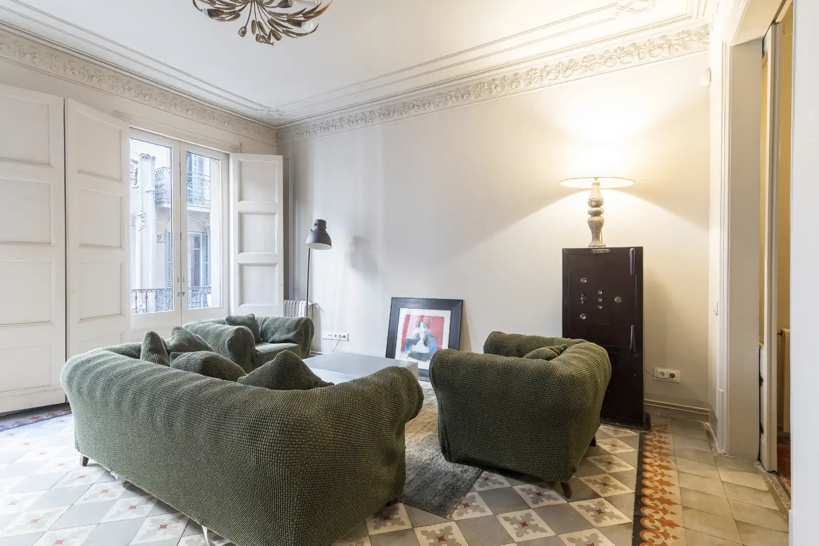 Sala de estar de Piso en venta en Barcelona con Calefacción, Terraza y Amueblado